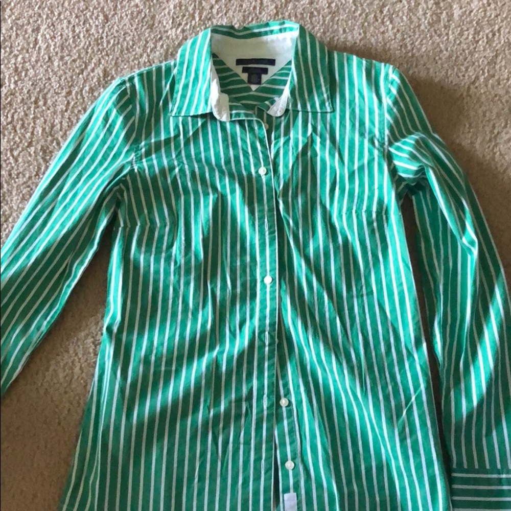 Tommy Hilfiger Green Striped Oxford